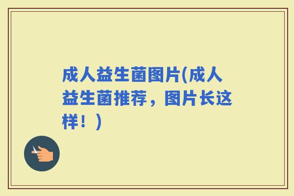 成人益生菌图片(成人益生菌推荐，图片长这样！)