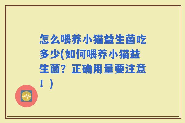 怎么喂养小猫益生菌吃多少(如何喂养小猫益生菌？正确用量要注意！)