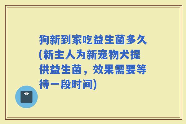 狗新到家吃益生菌多久(新主人为新宠物犬提供益生菌，效果需要等待一段时间)