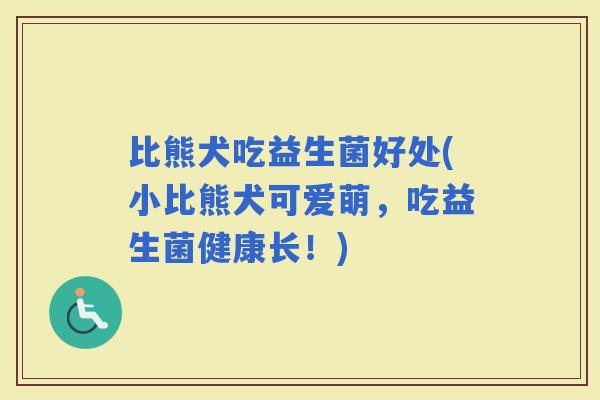 比熊犬吃益生菌好处(小比熊犬可爱萌，吃益生菌健康长！)