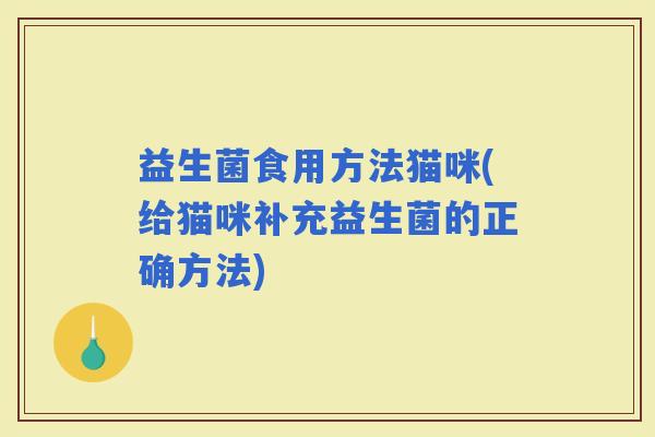 益生菌食用方法猫咪(给猫咪补充益生菌的正确方法)