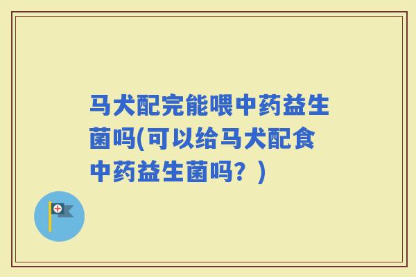 马犬配完能喂中药益生菌吗(可以给马犬配食中药益生菌吗？)