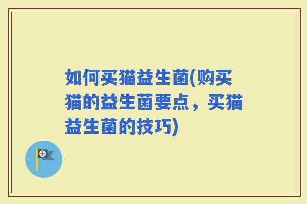 如何买猫益生菌(购买猫的益生菌要点，买猫益生菌的技巧)
