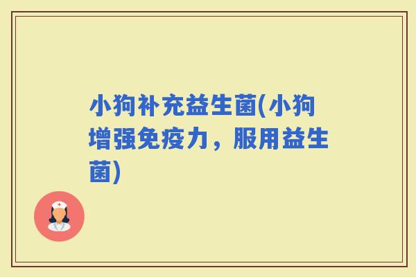 小狗补充益生菌(小狗增强力，服用益生菌)