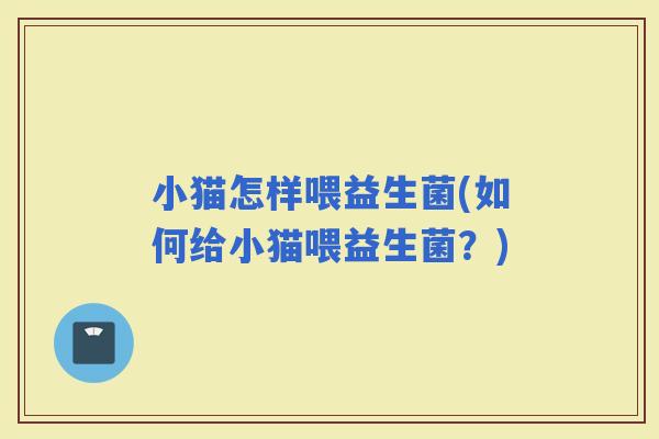 小猫怎样喂益生菌(如何给小猫喂益生菌？)