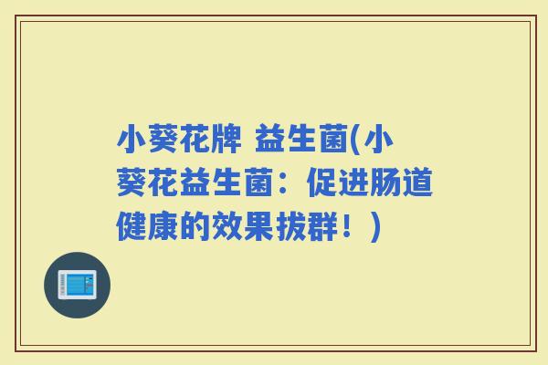 小葵花牌 益生菌(小葵花益生菌：促进肠道健康的效果拔群！)