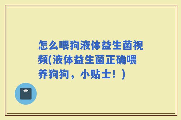 怎么喂狗液体益生菌视频(液体益生菌正确喂养狗狗，小贴士！)