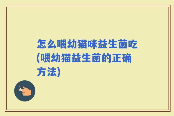 怎么喂幼猫咪益生菌吃(喂幼猫益生菌的正确方法)
