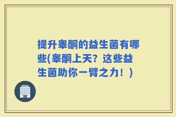 提升睾酮的益生菌有哪些(睾酮上天？这些益生菌助你一臂之力！)