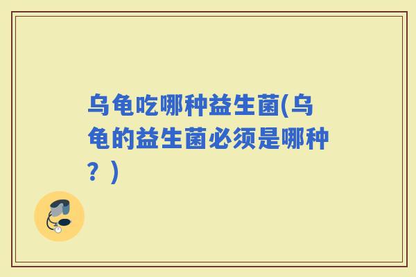 乌龟吃哪种益生菌(乌龟的益生菌必须是哪种？)