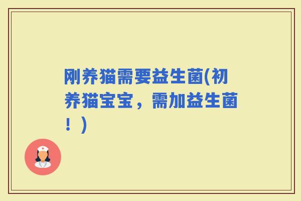 刚养猫需要益生菌(初养猫宝宝，需加益生菌！)