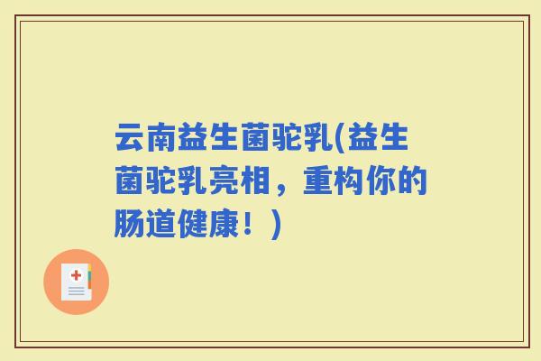 云南益生菌驼乳(益生菌驼乳亮相，重构你的肠道健康！)
