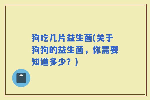 狗吃几片益生菌(关于狗狗的益生菌，你需要知道多少？)