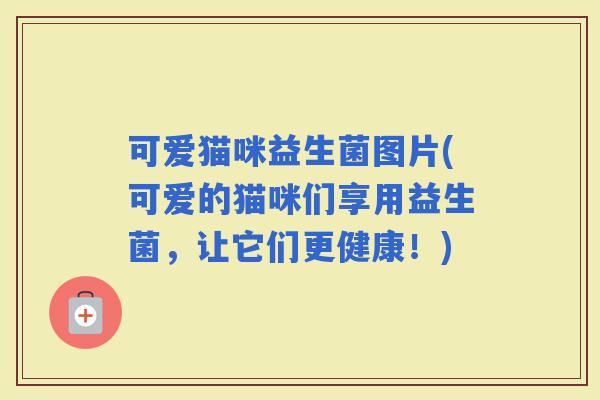 可爱猫咪益生菌图片(可爱的猫咪们享用益生菌，让它们更健康！)