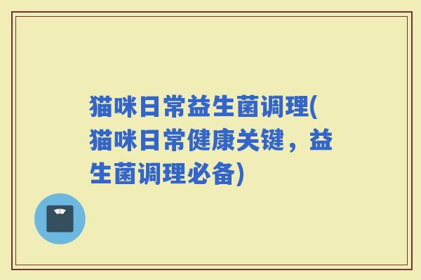 猫咪日常益生菌调理(猫咪日常健康关键，益生菌调理必备)