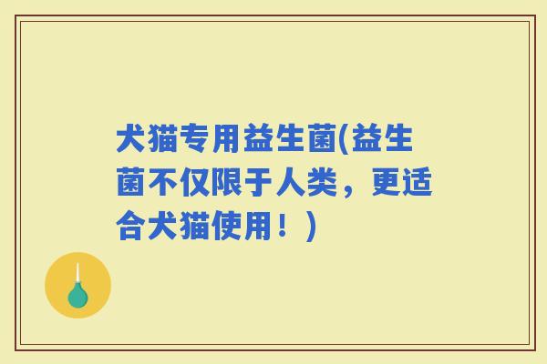犬猫专用益生菌(益生菌不仅限于人类，更适合犬猫使用！)