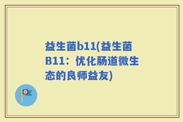 益生菌b11(益生菌B11：优化肠道微生态的良师益友)