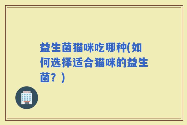 益生菌猫咪吃哪种(如何选择适合猫咪的益生菌？)
