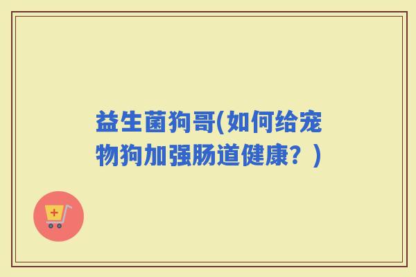 益生菌狗哥(如何给宠物狗加强肠道健康？)