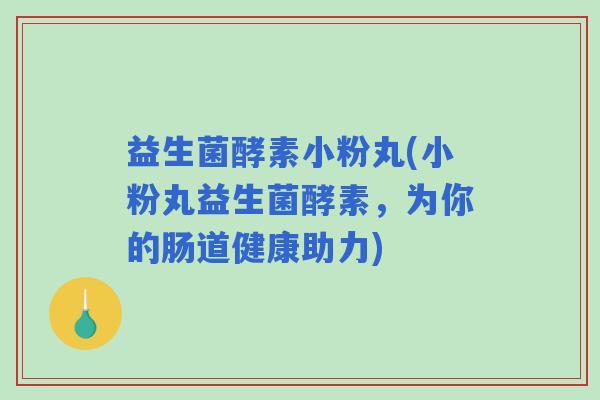 益生菌酵素小粉丸(小粉丸益生菌酵素，为你的肠道健康助力)