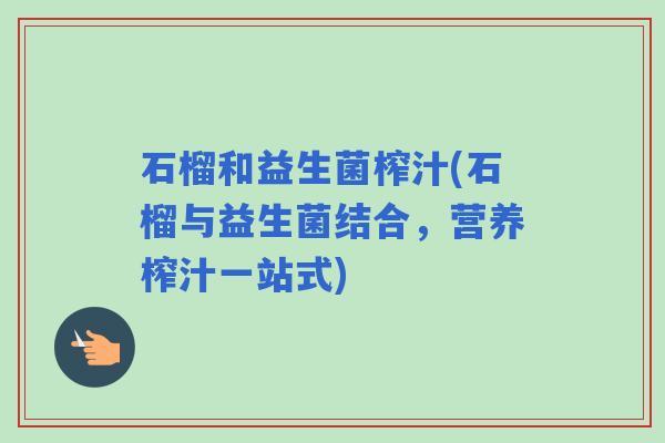 石榴和益生菌榨汁(石榴与益生菌结合，营养榨汁一站式)