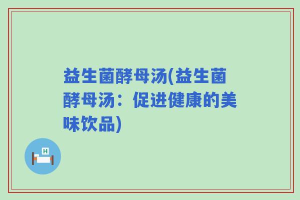益生菌酵母汤(益生菌酵母汤：促进健康的美味饮品)