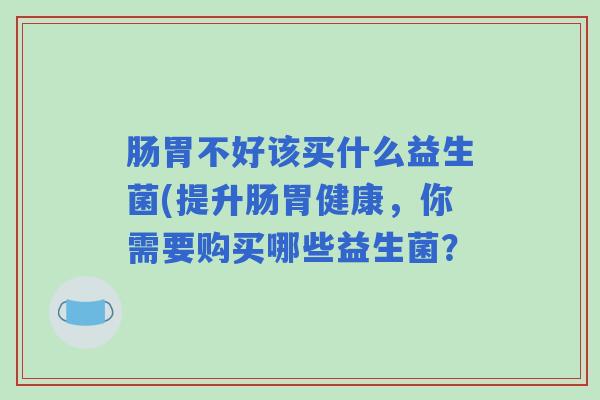 肠胃不好该买什么益生菌(提升肠胃健康，你需要购买哪些益生菌？