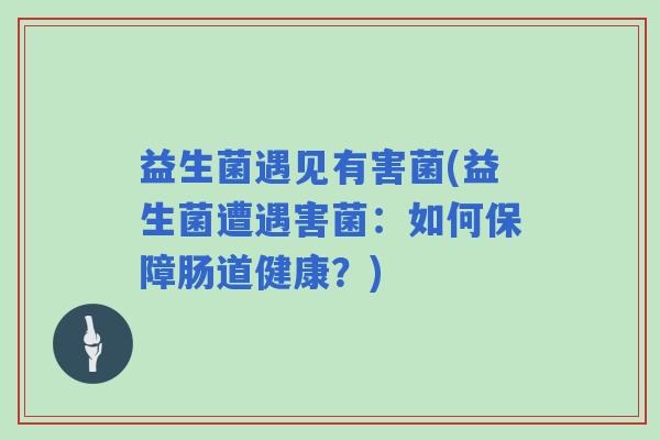 益生菌遇见有害菌(益生菌遭遇害菌：如何保障肠道健康？)