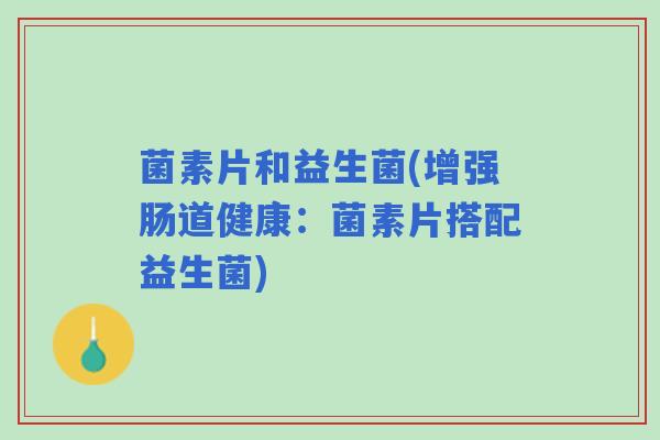 菌素片和益生菌(增强肠道健康：菌素片搭配益生菌)