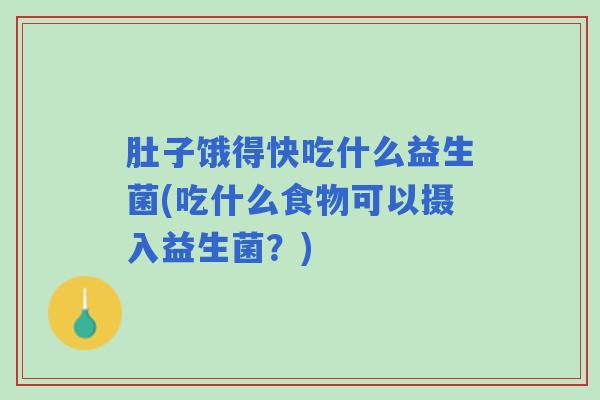肚子饿得快吃什么益生菌(吃什么食物可以摄入益生菌？)