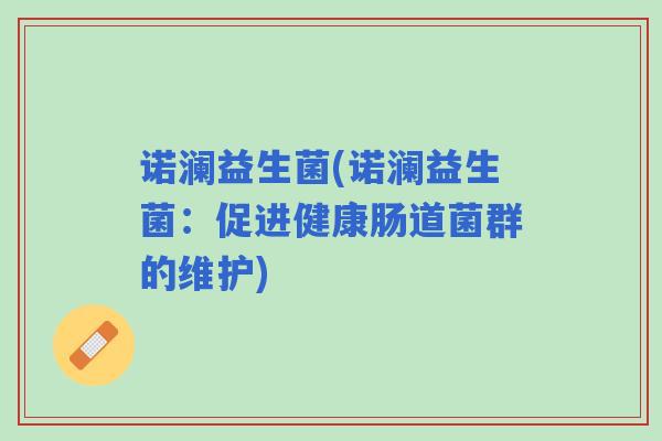 诺澜益生菌(诺澜益生菌：促进健康肠道菌群的维护)