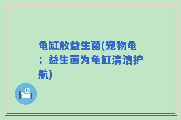 龟缸放益生菌(宠物龟：益生菌为龟缸清洁护航)