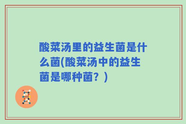 酸菜汤里的益生菌是什么菌(酸菜汤中的益生菌是哪种菌？)