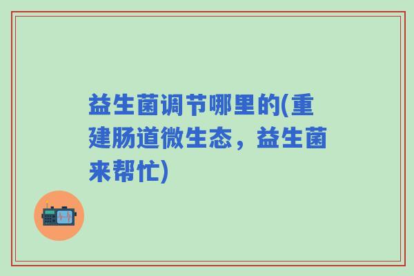 益生菌调节哪里的(重建肠道微生态，益生菌来帮忙)