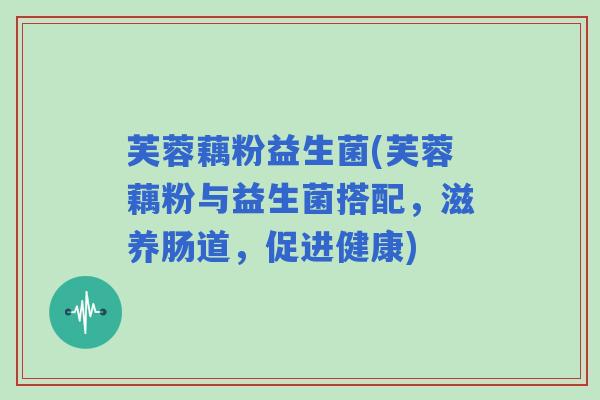 芙蓉藕粉益生菌(芙蓉藕粉与益生菌搭配，滋养肠道，促进健康)