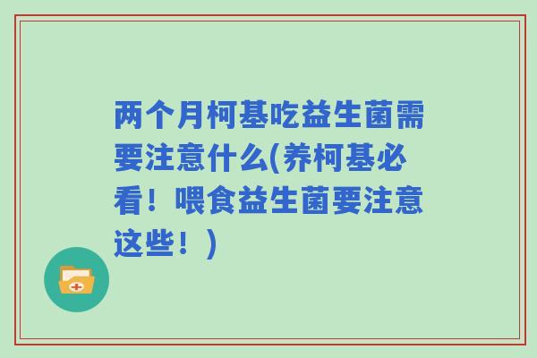 两个月柯基吃益生菌需要注意什么(养柯基必看!喂食益生菌要注意这些!) 两个月柯基吃益生菌需要注意什么(养柯基必看!喂食益生菌要注意这些!)