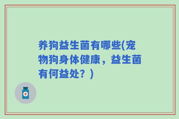 养狗益生菌有哪些(宠物狗身体健康,益生菌有何益处?) 养狗益生菌有哪些(宠物狗身体健康,益生菌有何益处?)