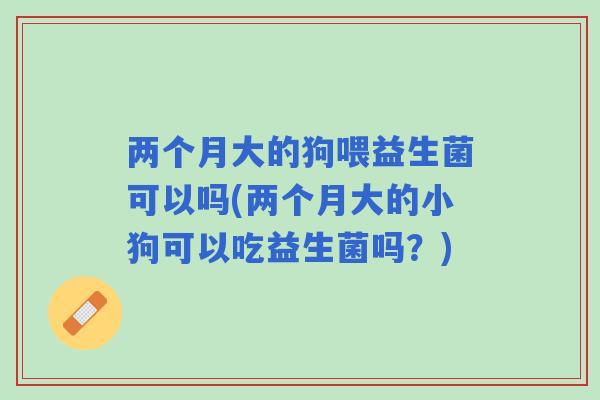 两个月大的狗喂益生菌可以吗(两个月大的小狗可以吃益生菌吗？)