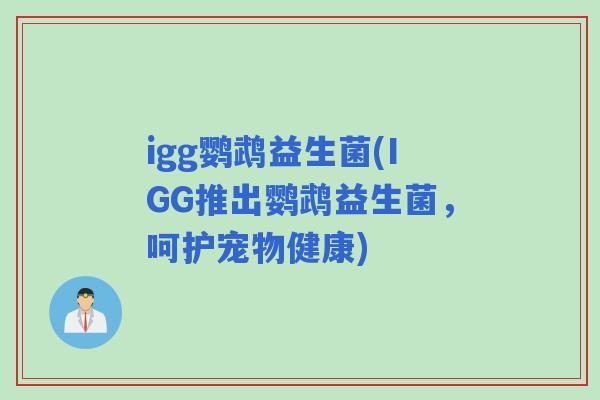 igg鹦鹉益生菌(IGG推出鹦鹉益生菌,呵护宠物健康) igg鹦鹉益生菌(IGG推出鹦鹉益生菌,呵护宠物健康)