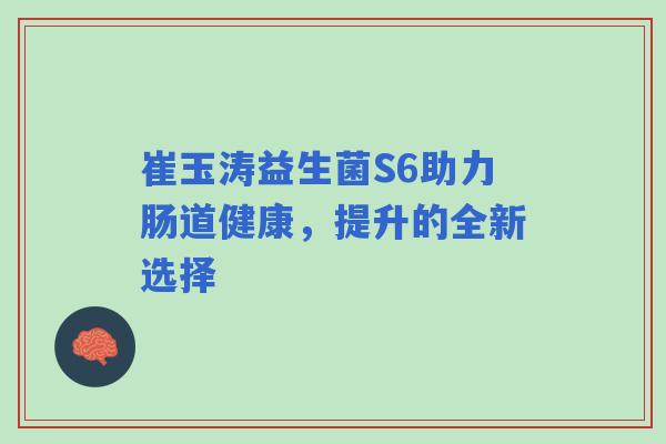 崔玉涛益生菌S6助力肠道健康，提升的全新选择