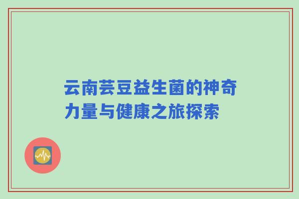 云南芸豆益生菌的神奇力量与健康之旅探索