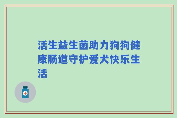 活生益生菌助力狗狗健康肠道守护爱犬快乐生活