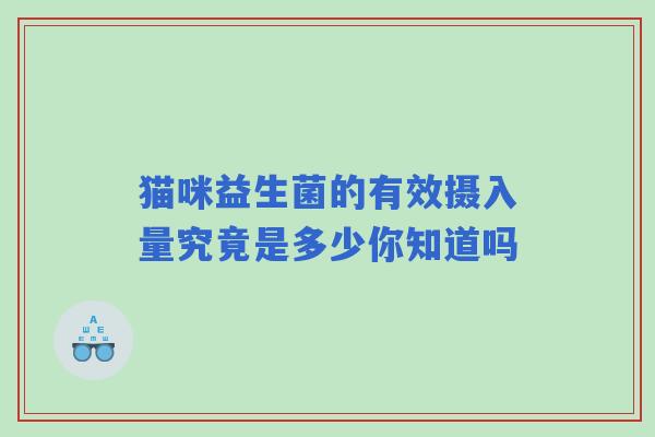 猫咪益生菌的有效摄入量究竟是多少你知道吗