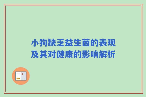 小狗缺乏益生菌的表现及其对健康的影响解析