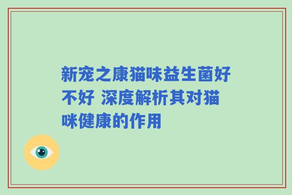 新宠之康猫味益生菌好不好 深度解析其对猫咪健康的作用