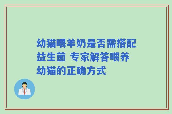 幼猫喂羊奶是否需搭配益生菌 专家解答喂养幼猫的正确方式