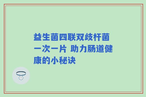 益生菌四联双歧杆菌 一次一片 助力肠道健康的小秘诀