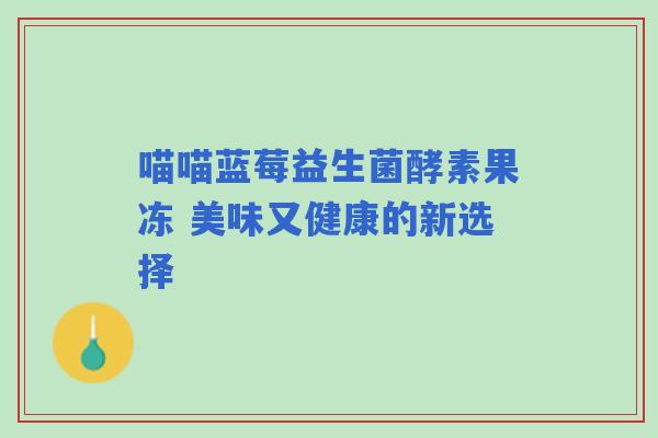 喵喵蓝莓益生菌酵素果冻 美味又健康的新选择