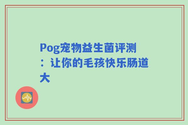 Pog宠物益生菌评测：让你的毛孩快乐肠道大