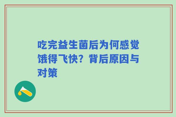 吃完益生菌后为何感觉饿得飞快？背后原因与对策